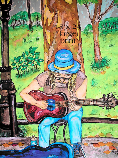 Central Park Musician 18 X 24 Large Fine Arts Print