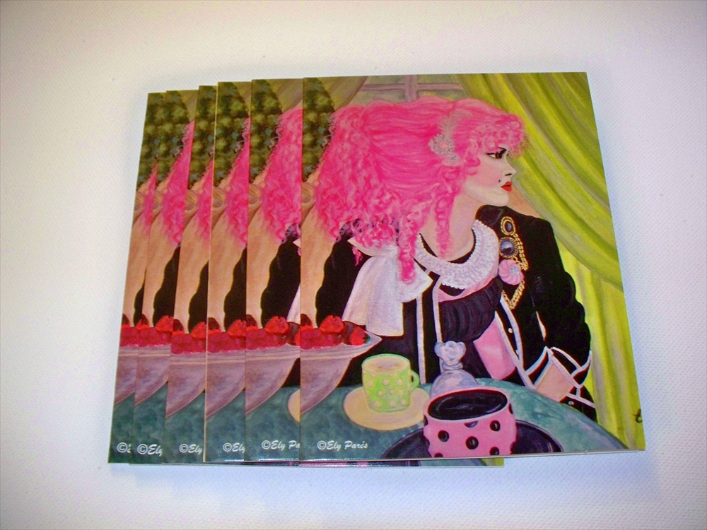 Pink Hair Set Of 5 Note Cards And Envelopes